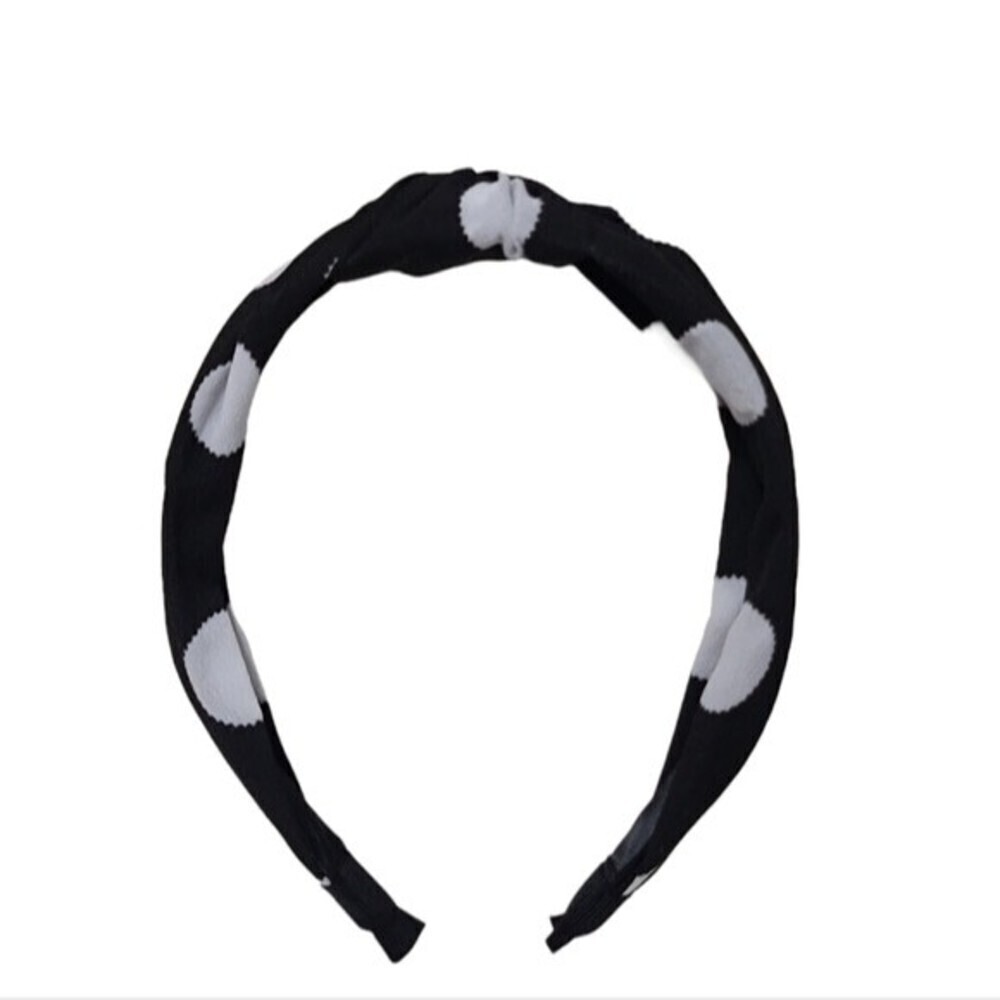 Knot Black White Big Polka Dot Print Headband NEW - Picture 5 of 5